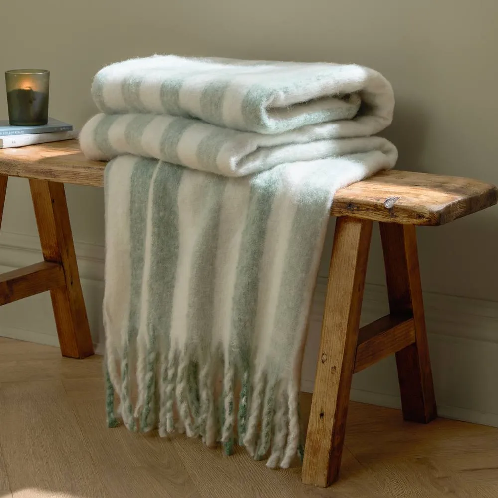 Wylder Beechwood 100% Cotton Woven Stripe Throw in Green