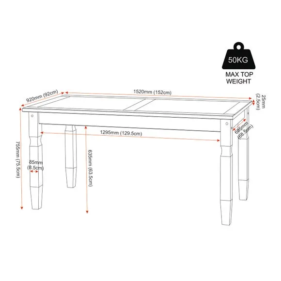 Corona 4 Seater Rectangle Dining Table 4