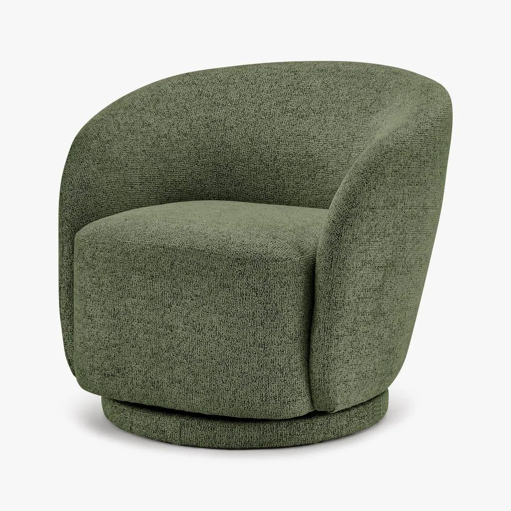 FurnitureboxUK Romilly Fabric Swivel Accent Tub Chair in Green 4