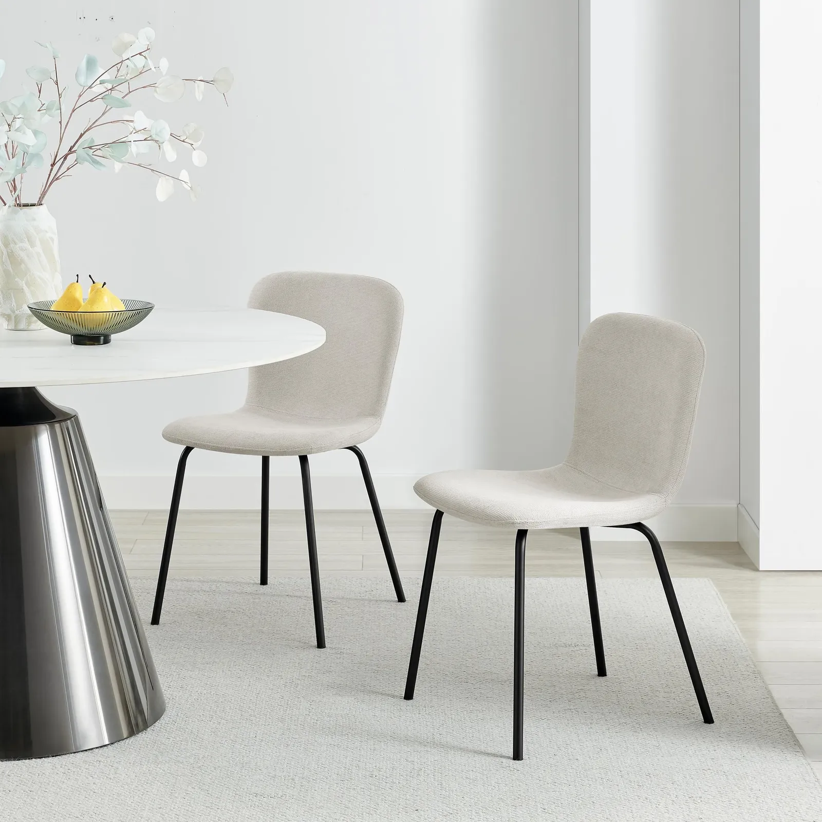 FurnitureboxUK 2 x Asti Cream Linen Effect Dining Chairs