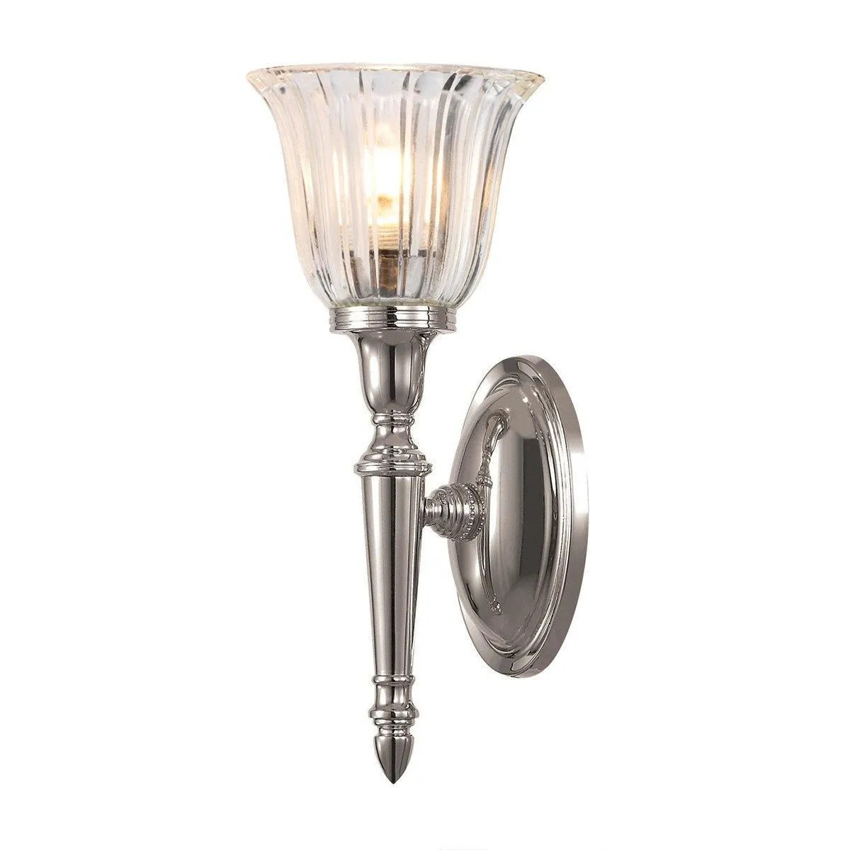 Netlighting Dryden 1 Light Bathroom Wall Light Polished Nickel IP44 G9 in Grey