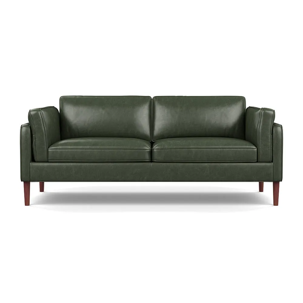 Heal's Sonno 3 Seater Leather Stonewash Vintage Green 268 Walnut Feet 1