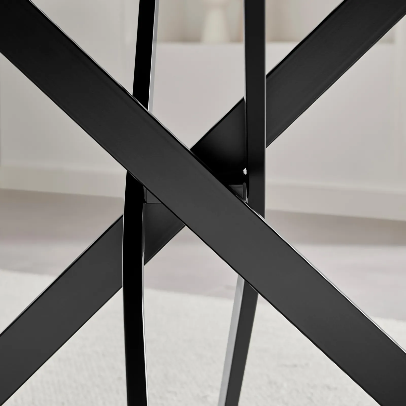 FurnitureboxUK Leonardo Black Top Dining Table & 4 Beaumont Grey Fabric Chairs 5