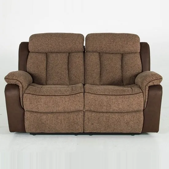 Karr Two Seater Recliner Fabric Sofa In Brown