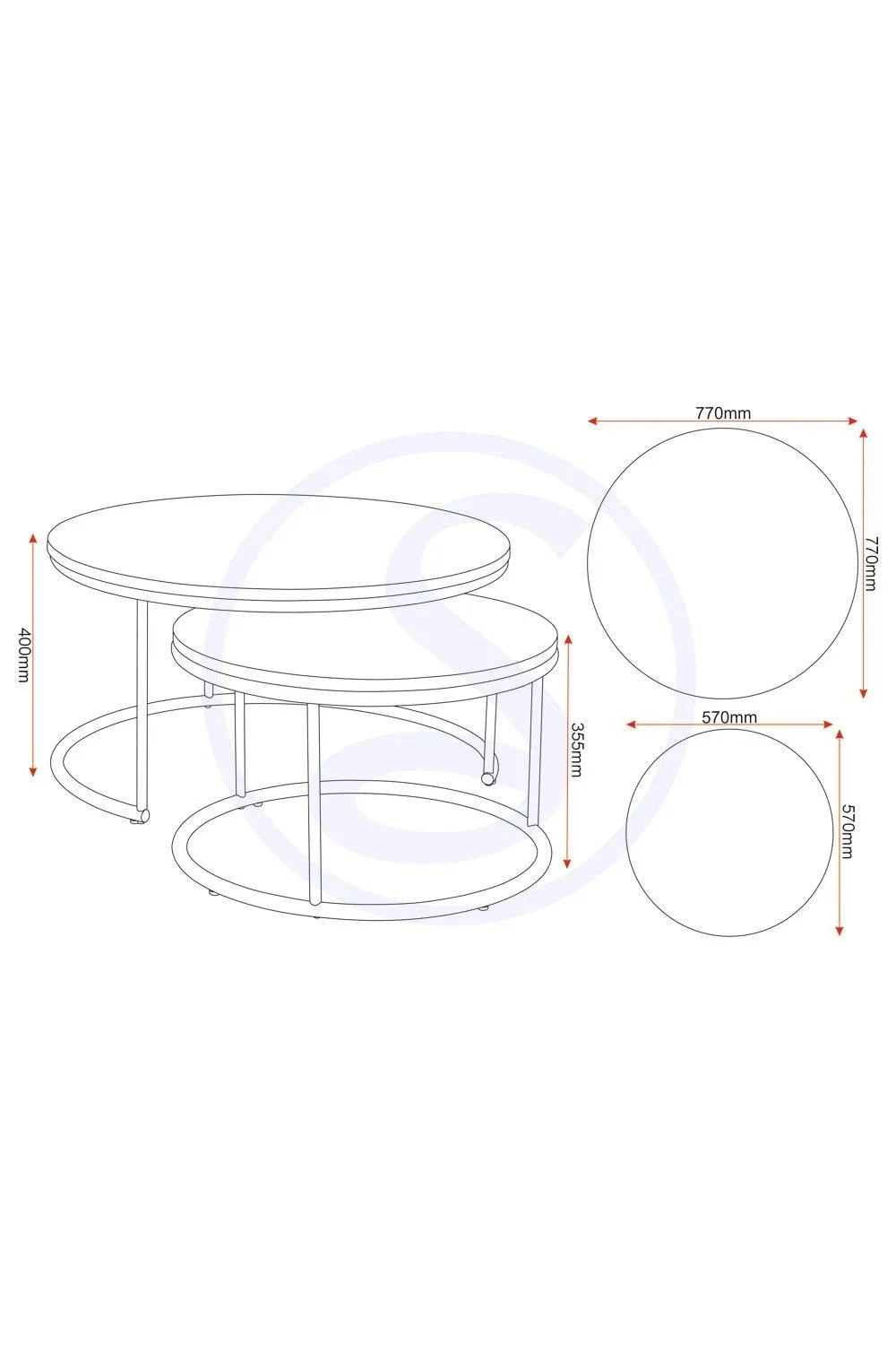 Seconique Athens Round Coffee Table Set in Charcoal 6