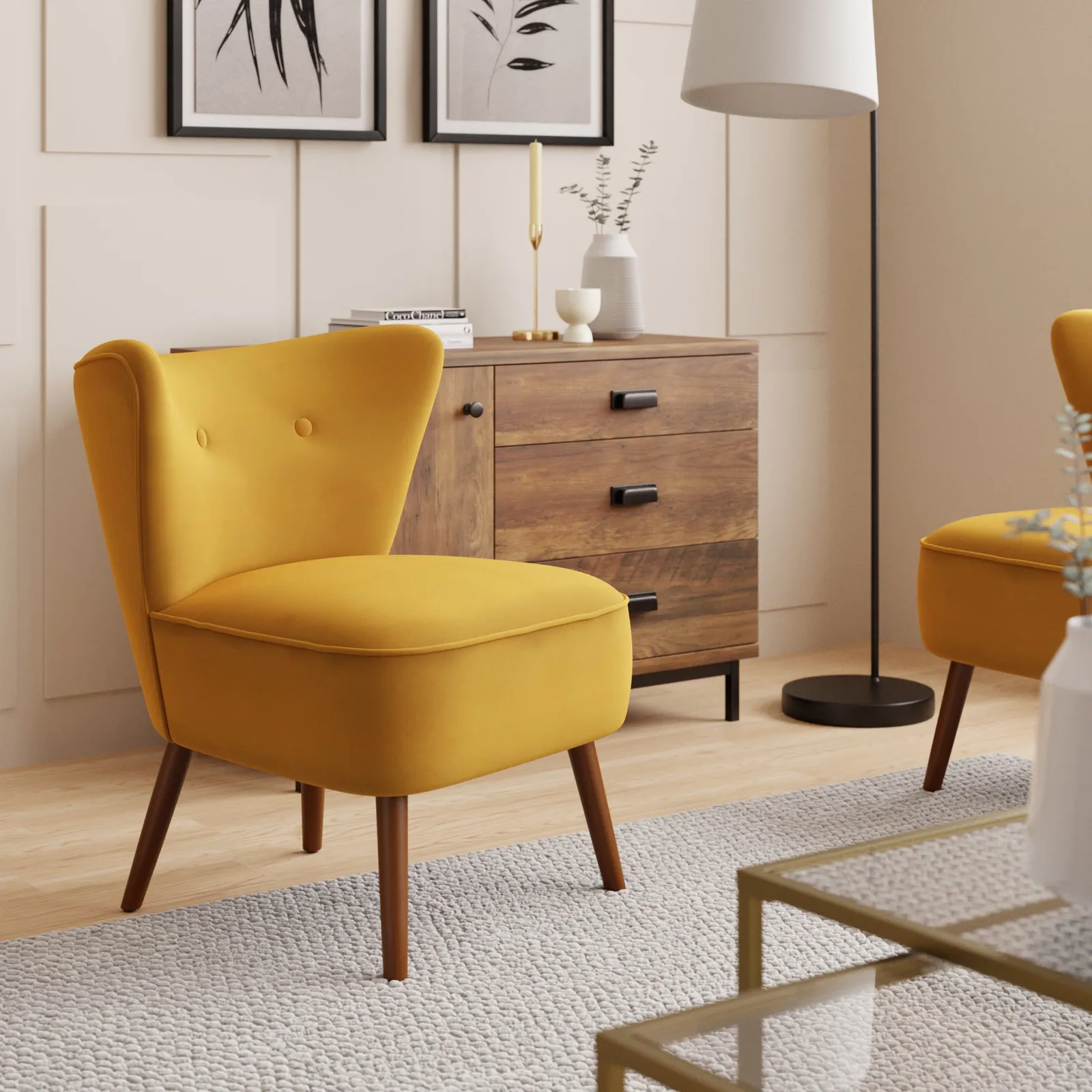 Eliza Velvet Chair Old Gold