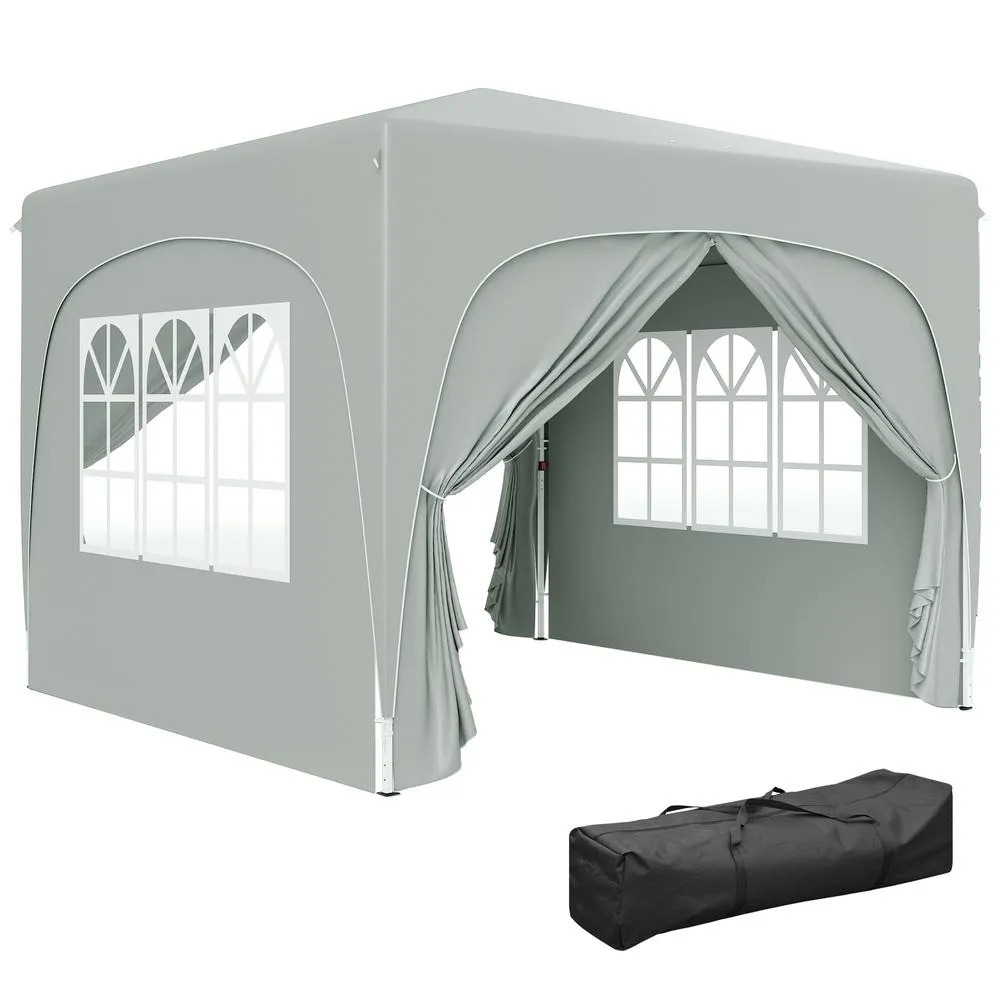OUTSUNNY 3 x 3(m) UPF50+ Pop Up Gazebo with Sides & Carry Bag, Light Grey 2