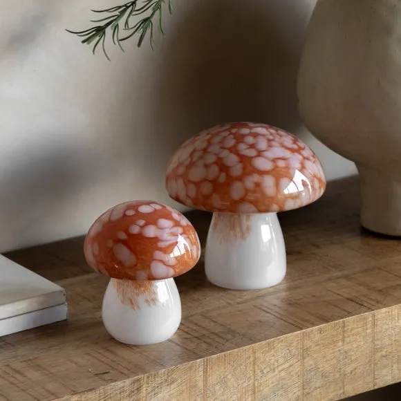 Cedar & Sage Set of 2 Confetti Glass Mushroom Ornaments