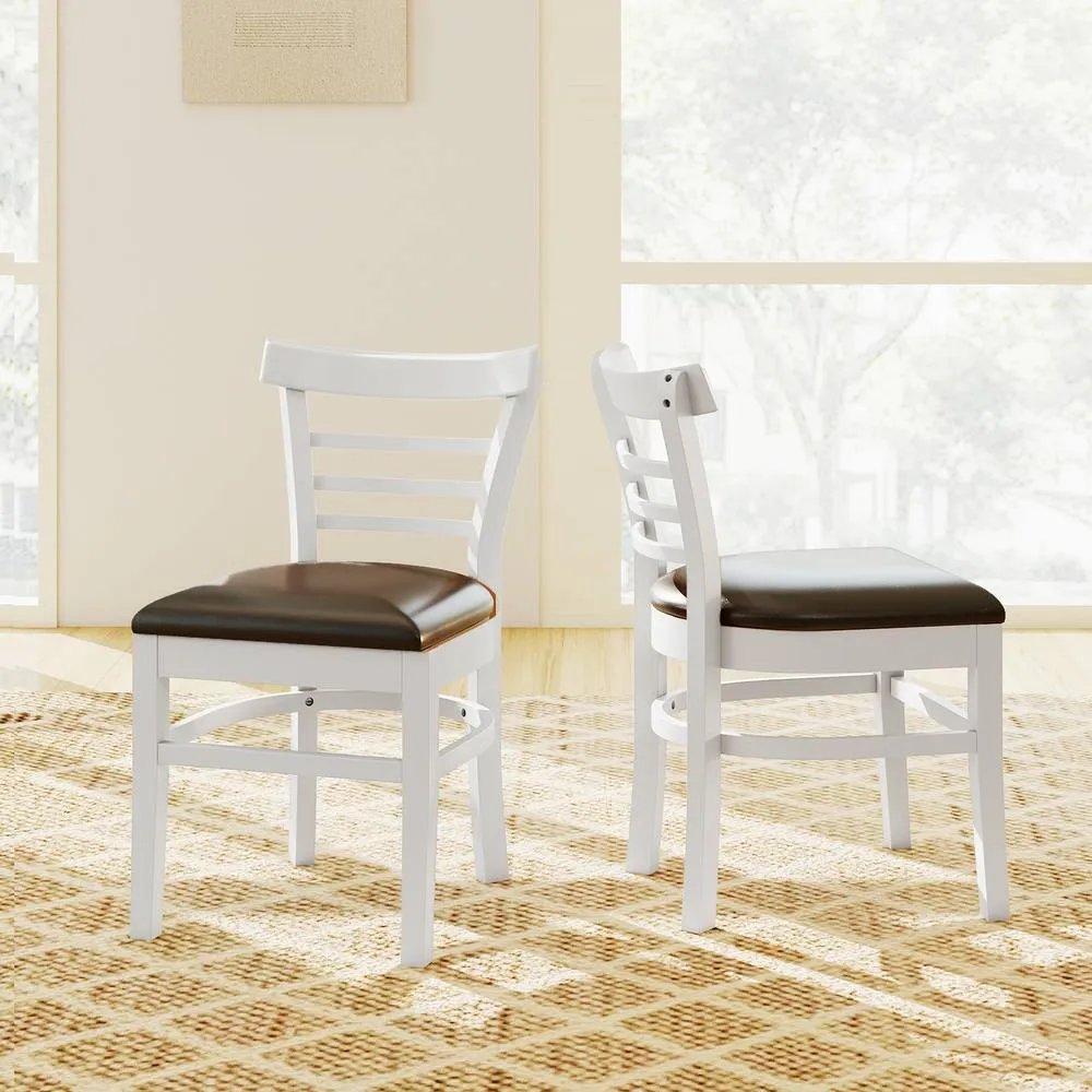 Costway Modern Dining Chair Set of 2 PU Leather Upholstered Kitchen Chair in White