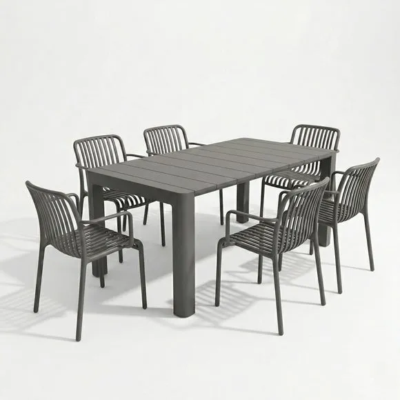 Modura Henrik Rectangular Dining Table with 6 Alma Armchairs 2