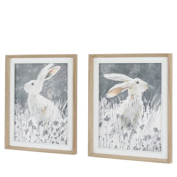 Cedar and Sage Set of 2 Botanical Hares Framed Canvases 5