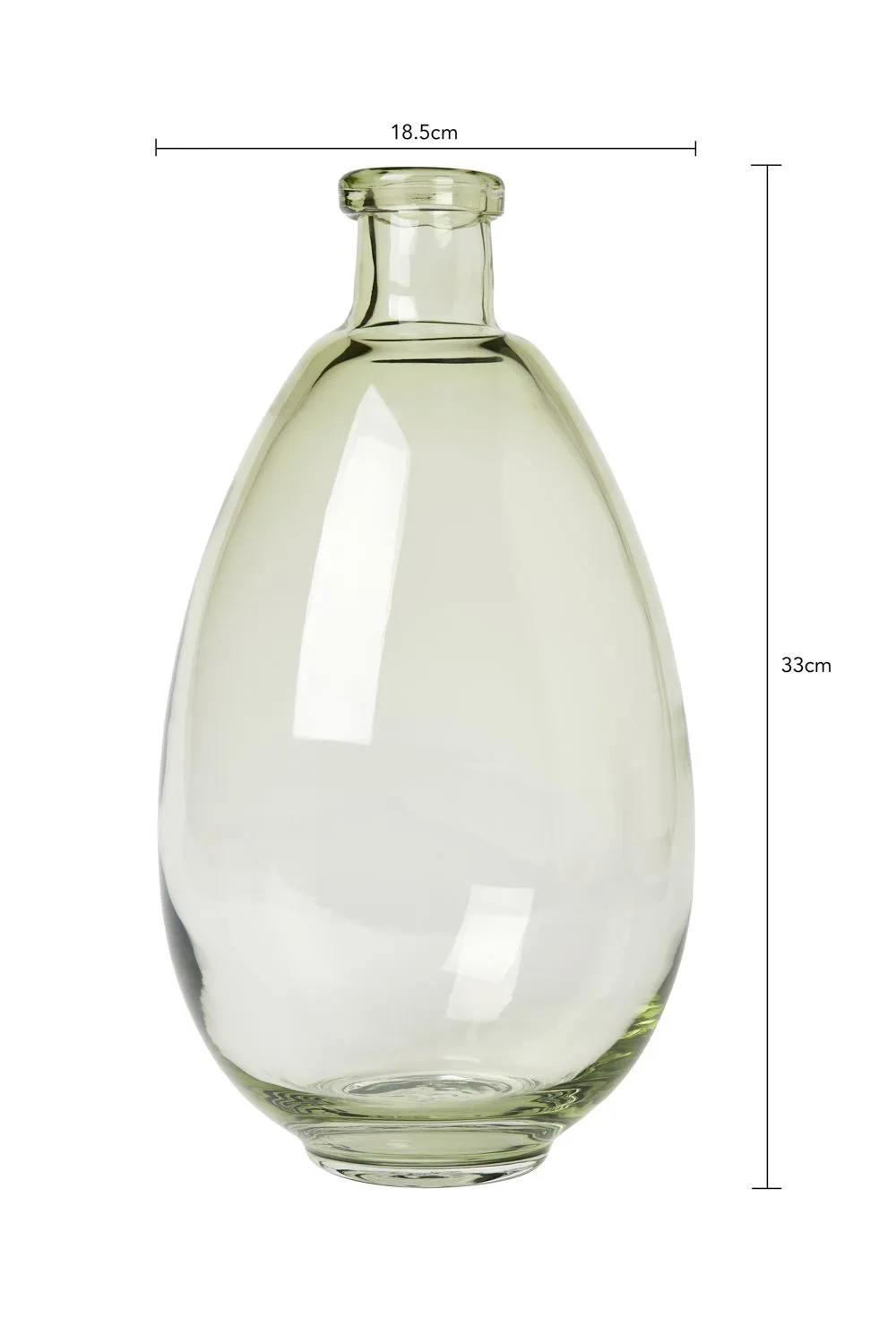 BHS Tall Round Glass Vase, Green Tint 4