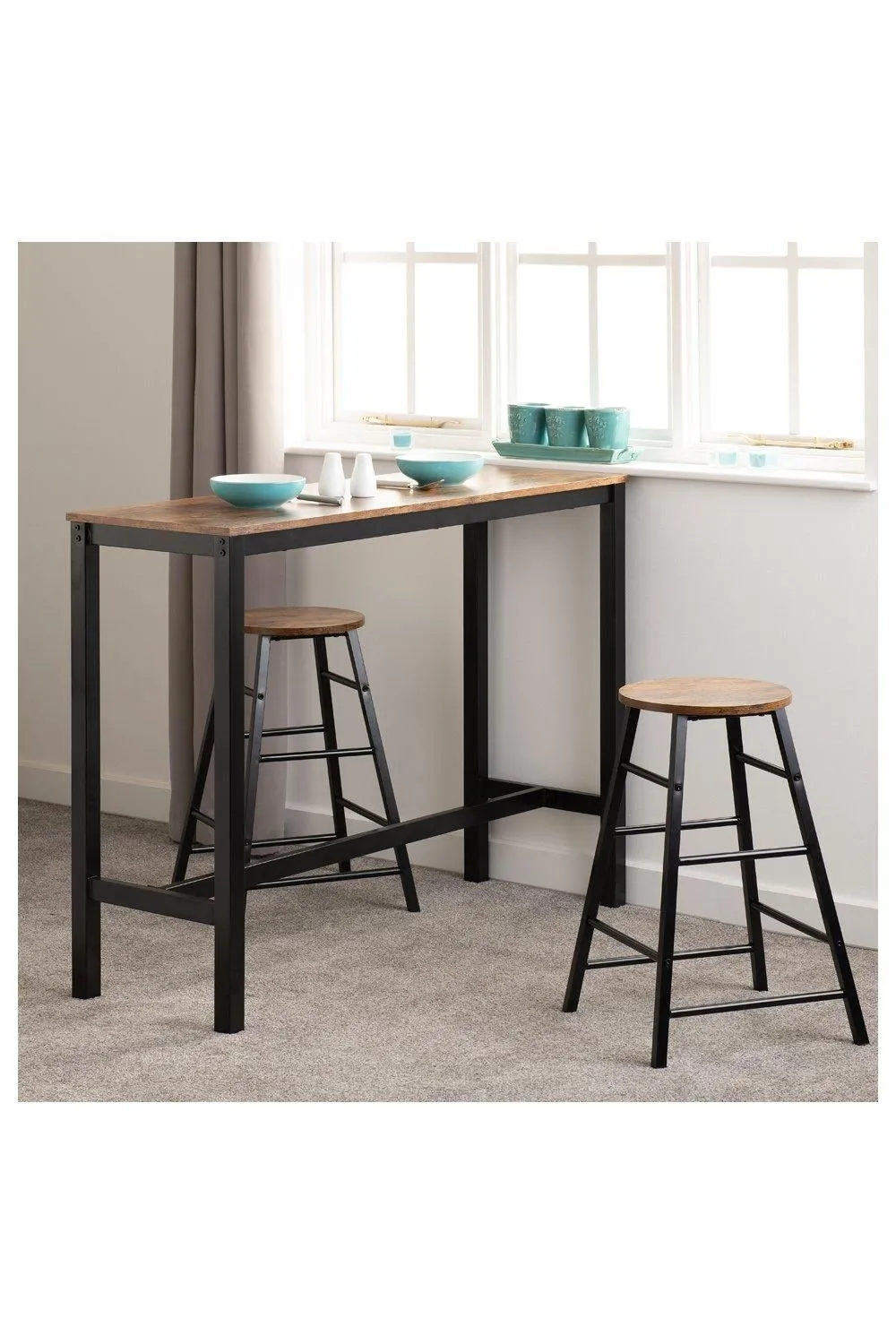 Seconique Athens Breakfast Bar Set in Dark Brown 1