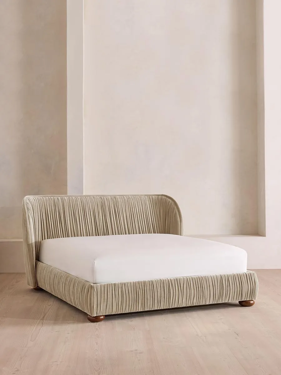 Blair Bed, King, Velvet, Oyster