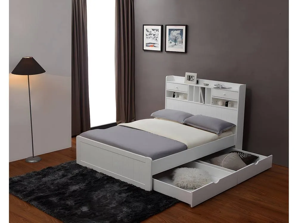 Vente-unique Bed With Storage 140 X 190 Cm - White - MEDERICK 4