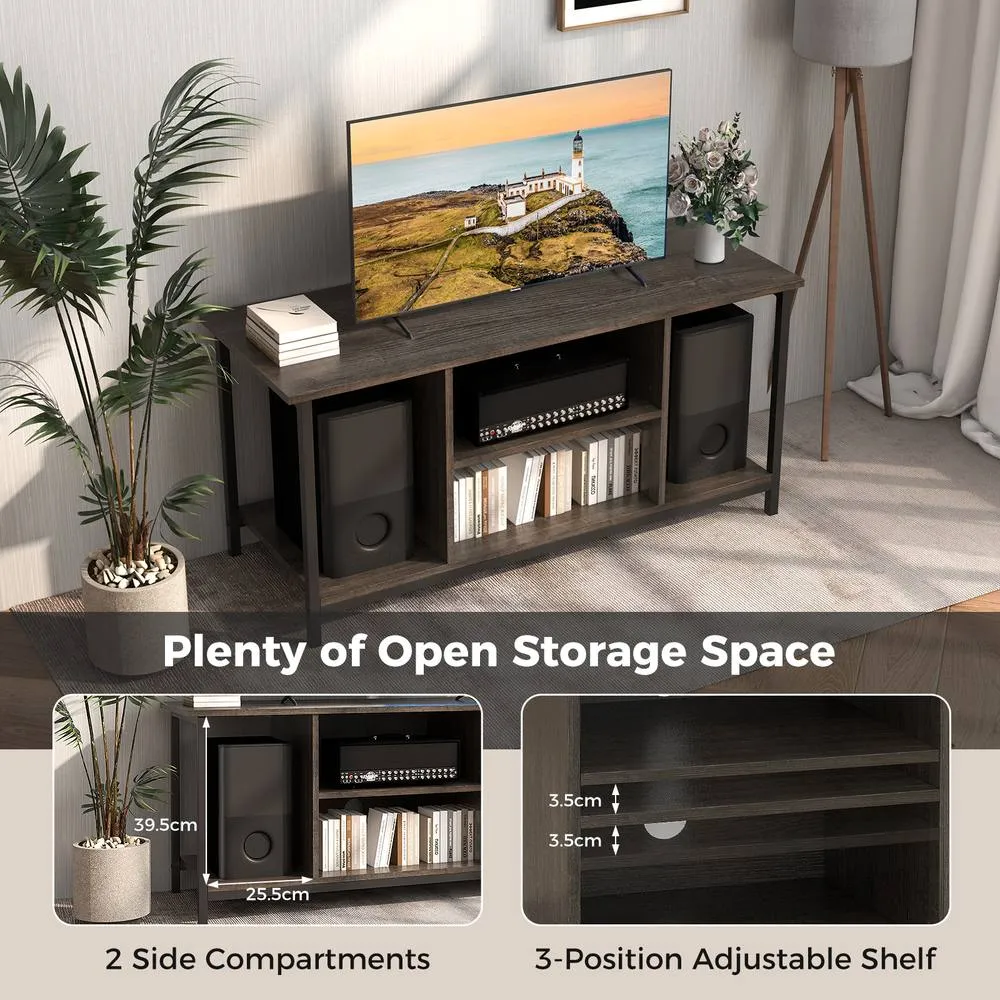 Costway TV Stand with Power Outlet USB & Type-C Port 3-tier TV Console Table in Grey 6