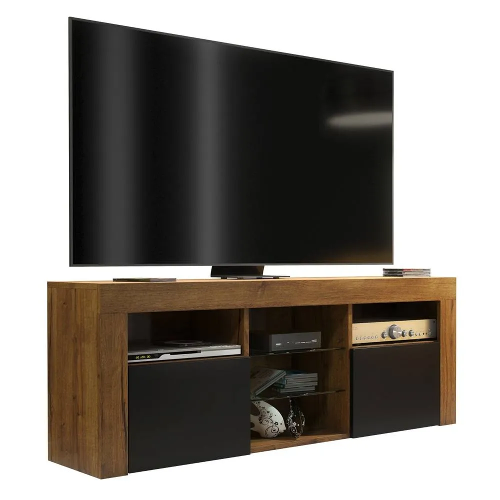 Creative Furniture Pulse TV Unit 145cm - Dark Oak with Black Matt Doors in Dark Brown 5