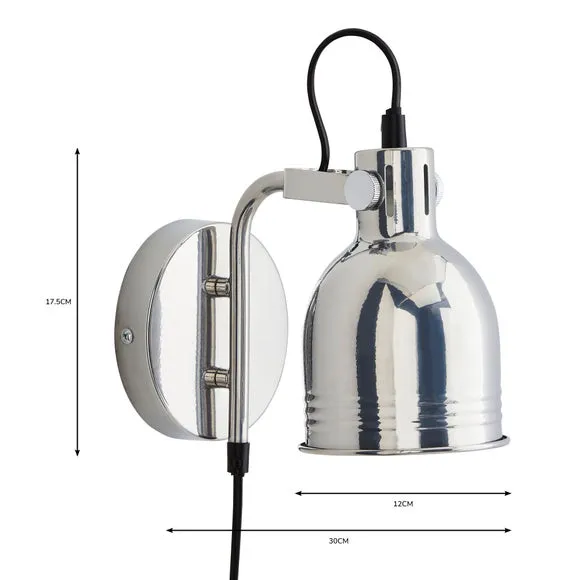 Issac Chrome Effect Plug In Wall Light 6