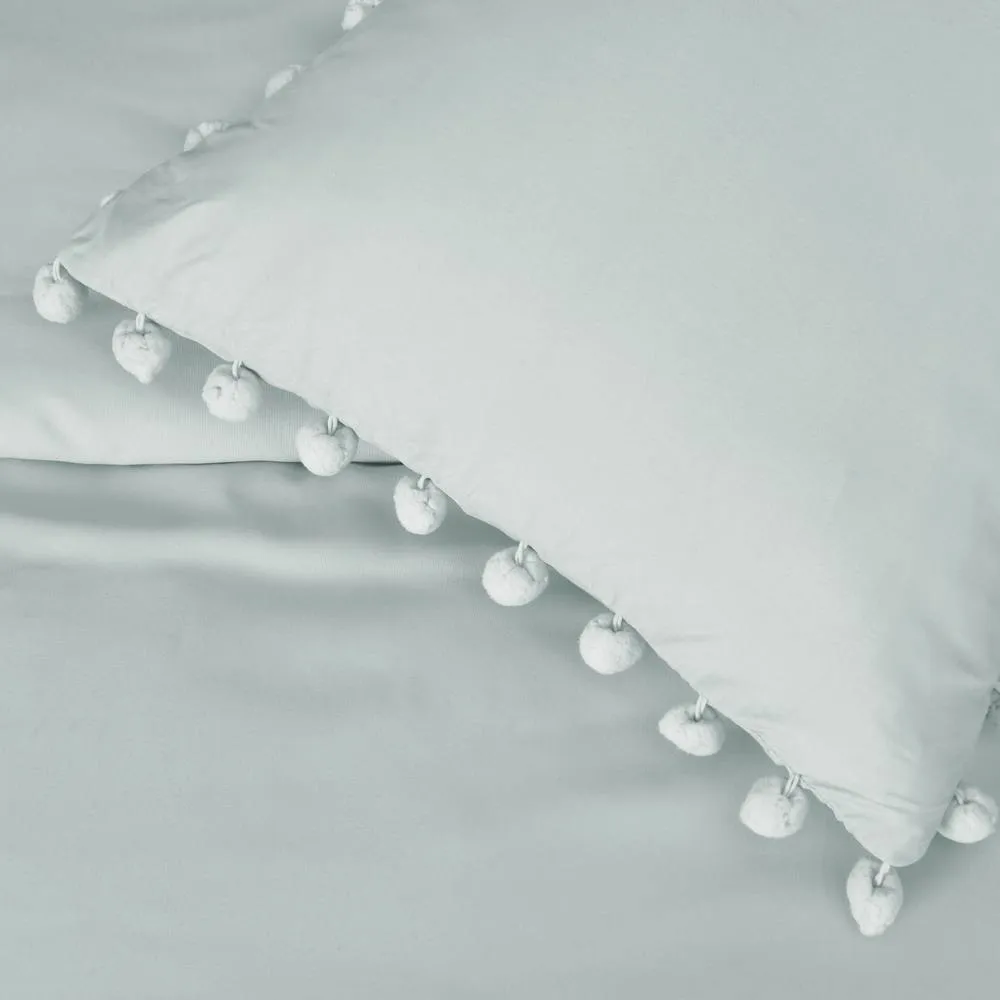Smart Living Luxury Super Soft Pom Pom Duvet Cover & Pillowcases in Duck Egg Blue 5