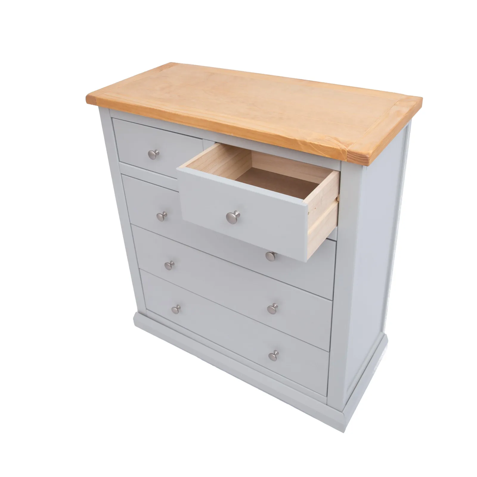 Cabinet Bits Loreo 5 Drawer Chest of Drawers Chrome Knob in Light Grey 4