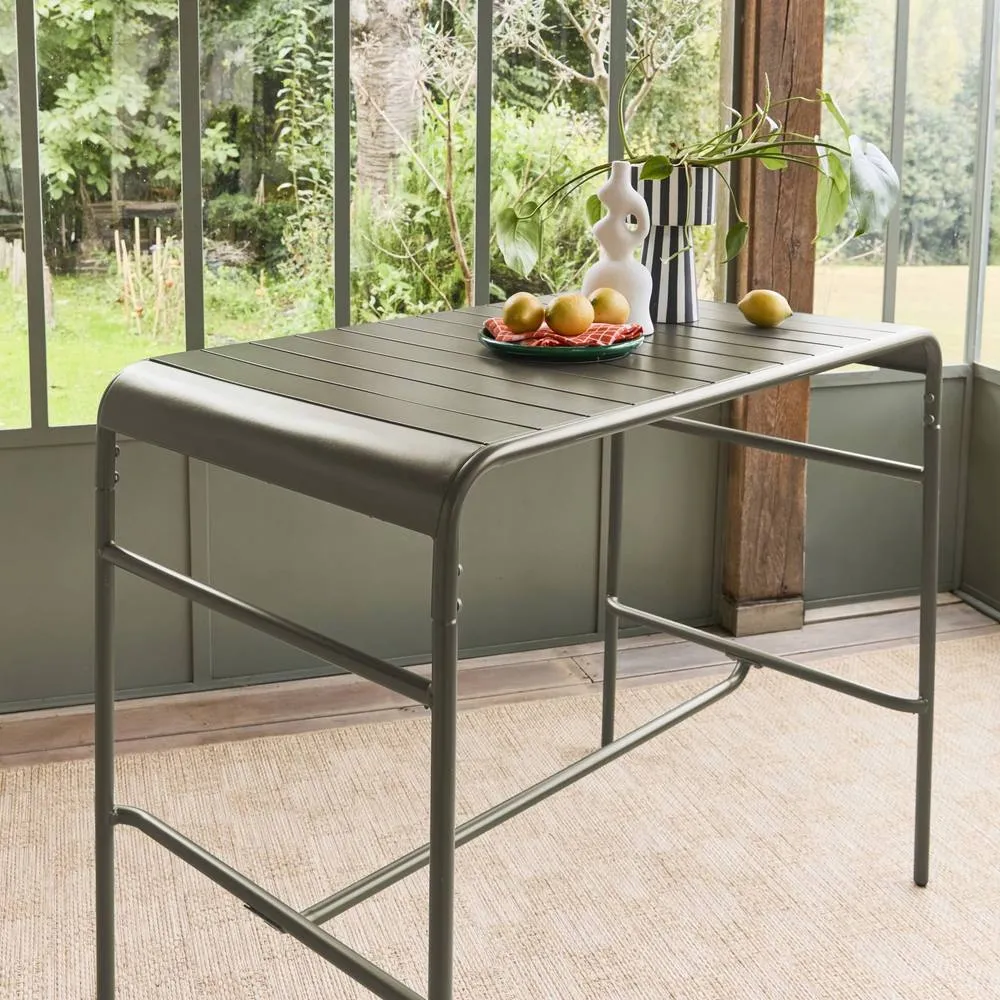 sweeek 4-seater metal garden bar table in Khaki 3
