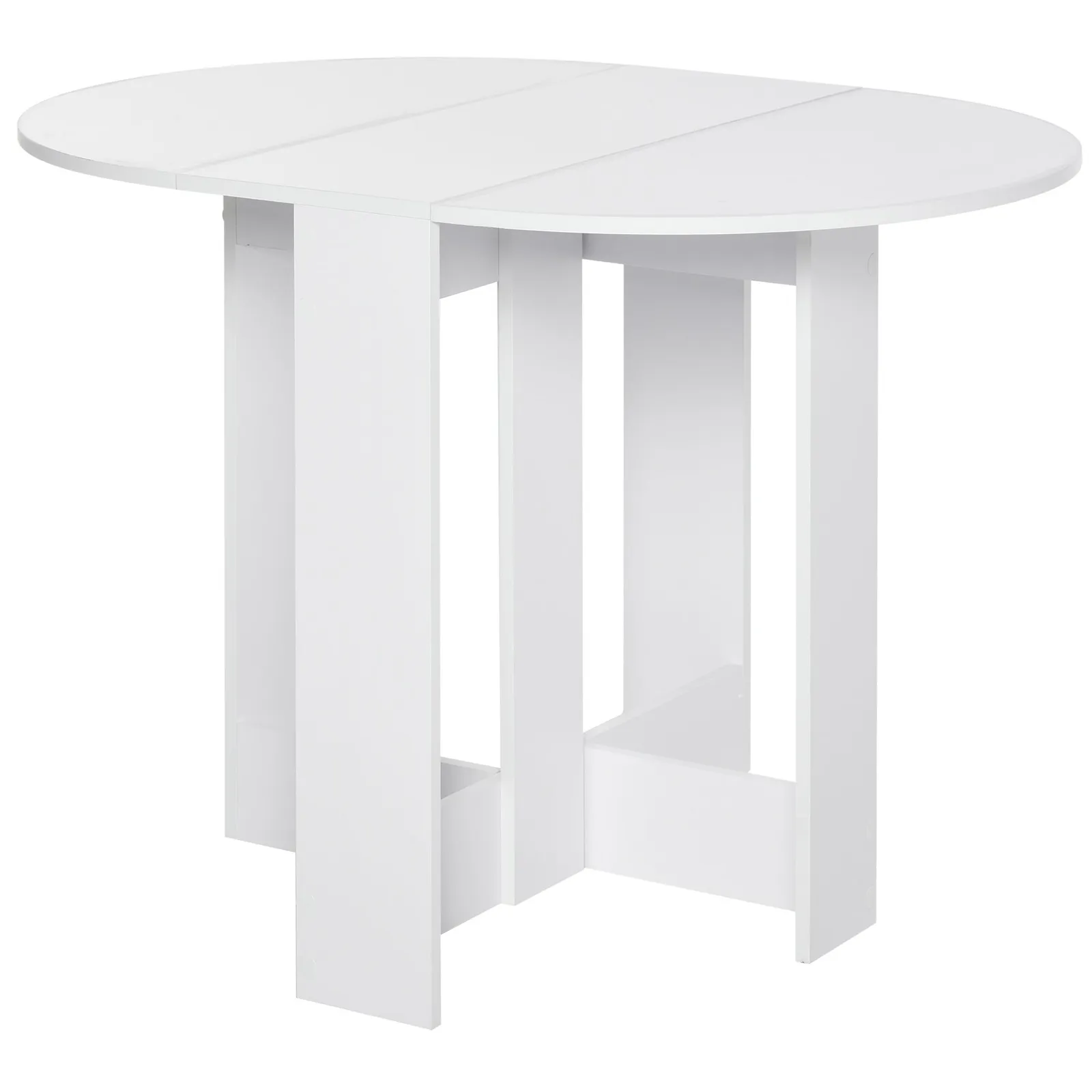 HOMCOM Folding Dining Table Foldable Drop Leaf Dinner Table for Kitchen in White 2