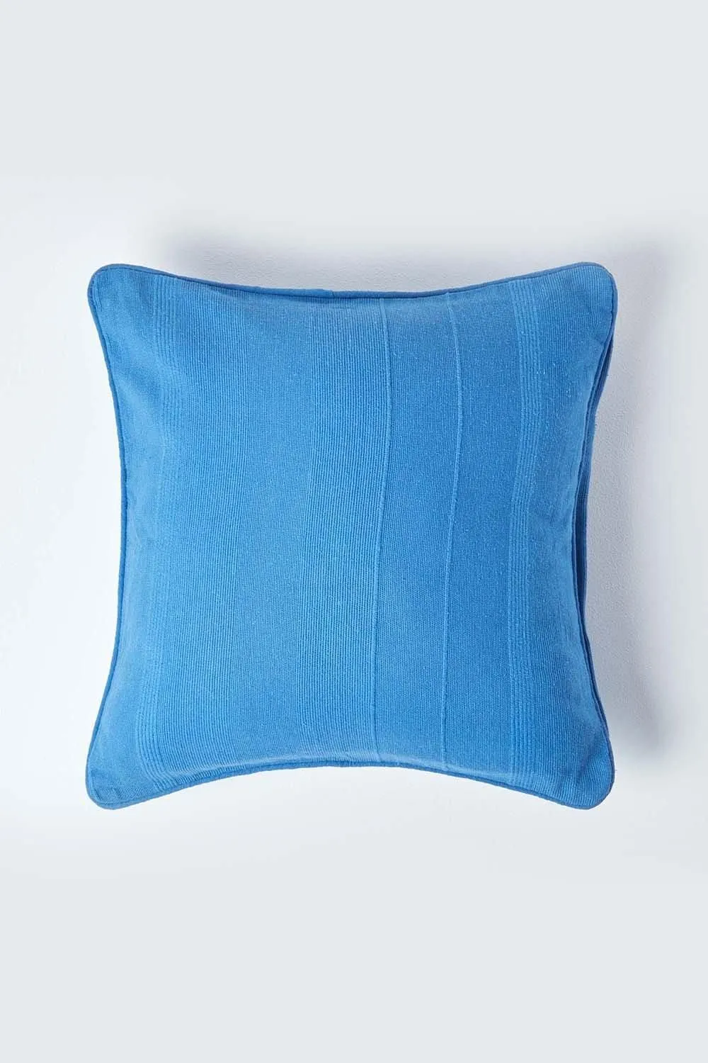 Homescapes Cotton Rajput Ribbed Cushion Cover in Blue 1