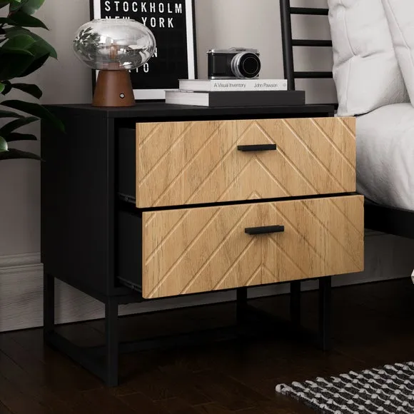 Nixon Wide 2 Drawer Bedside Table 2