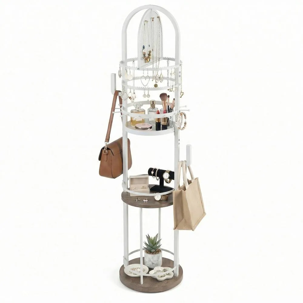 Costway Jewelry Organizer Stand Rotating Jewelry Storage Rack w/Earring Holder 2