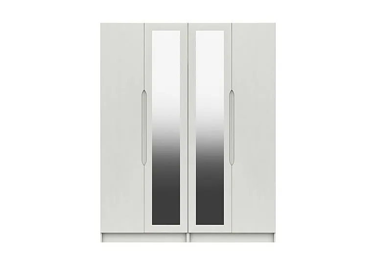 St Pancras 4 Door Tall Wardrobe with 2 Mirrors - White