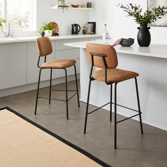 Barker Counter Height Barstool, Faux Leather 2