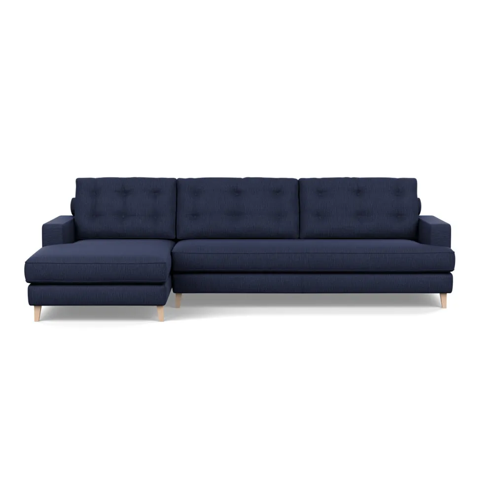 Heal's Mistral Left Hand Facing Corner Sofa Smart Linen Mix Navy Natural Feet