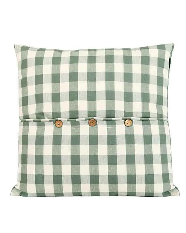 Dibor Traditional Green Gingham Summer Outdoor Garden Cushion L50 x W50cm 2