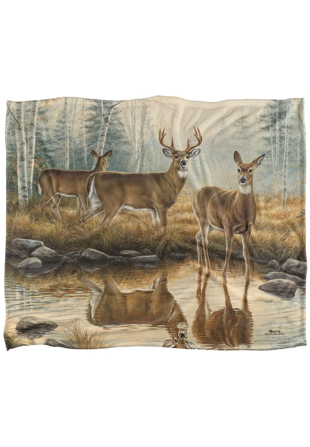 Wild Wings Autumn Reflections 2 Silky Touch Super Soft Throw Blanket 152 X 127 cm in White