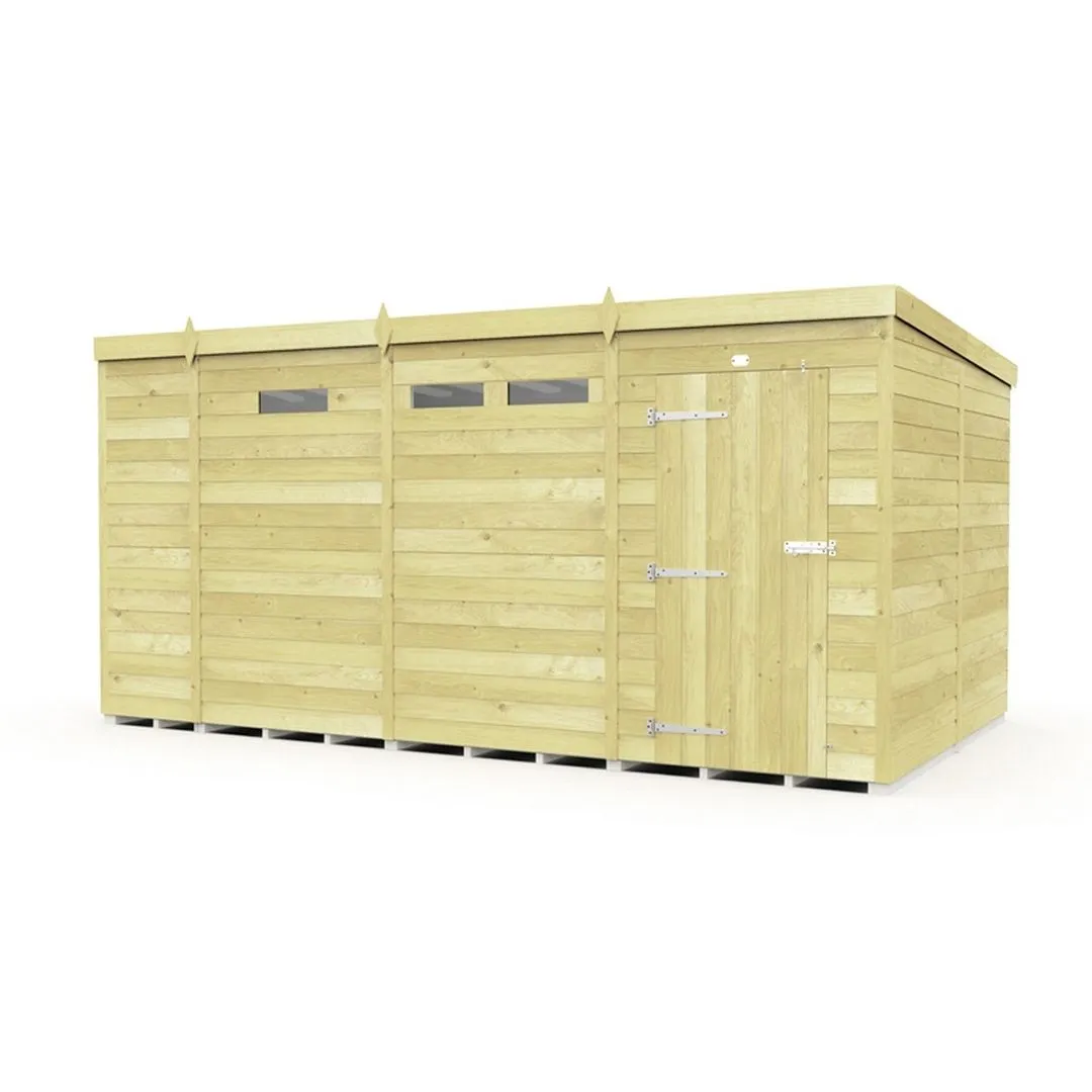 Buttercup Farm 13 x 8 Feet Pent Security Shed - Single Door - L231 x W387 x H201 cm in Brown