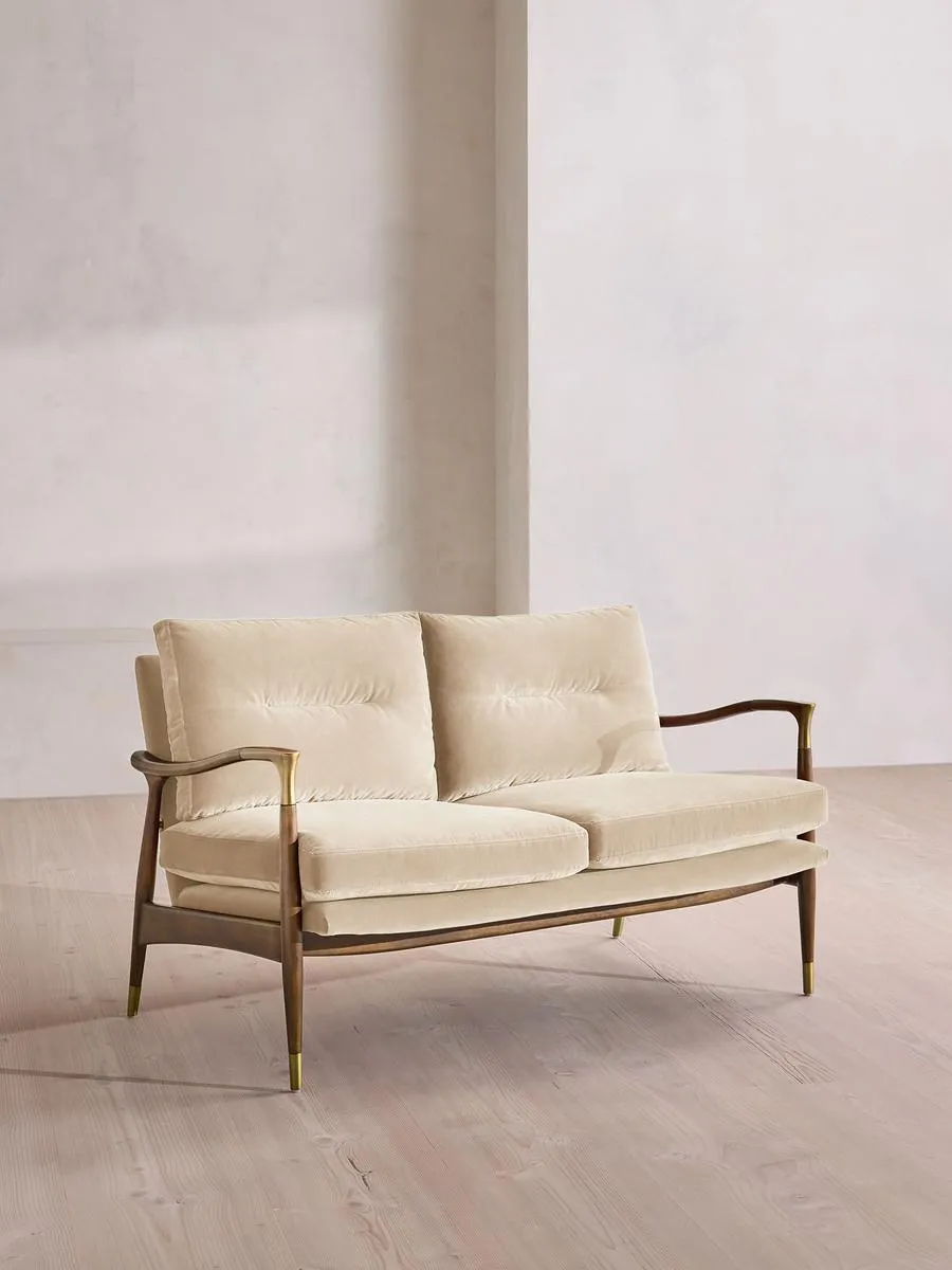 Theodore Two Seater Sofa, Velvet, Porcelain