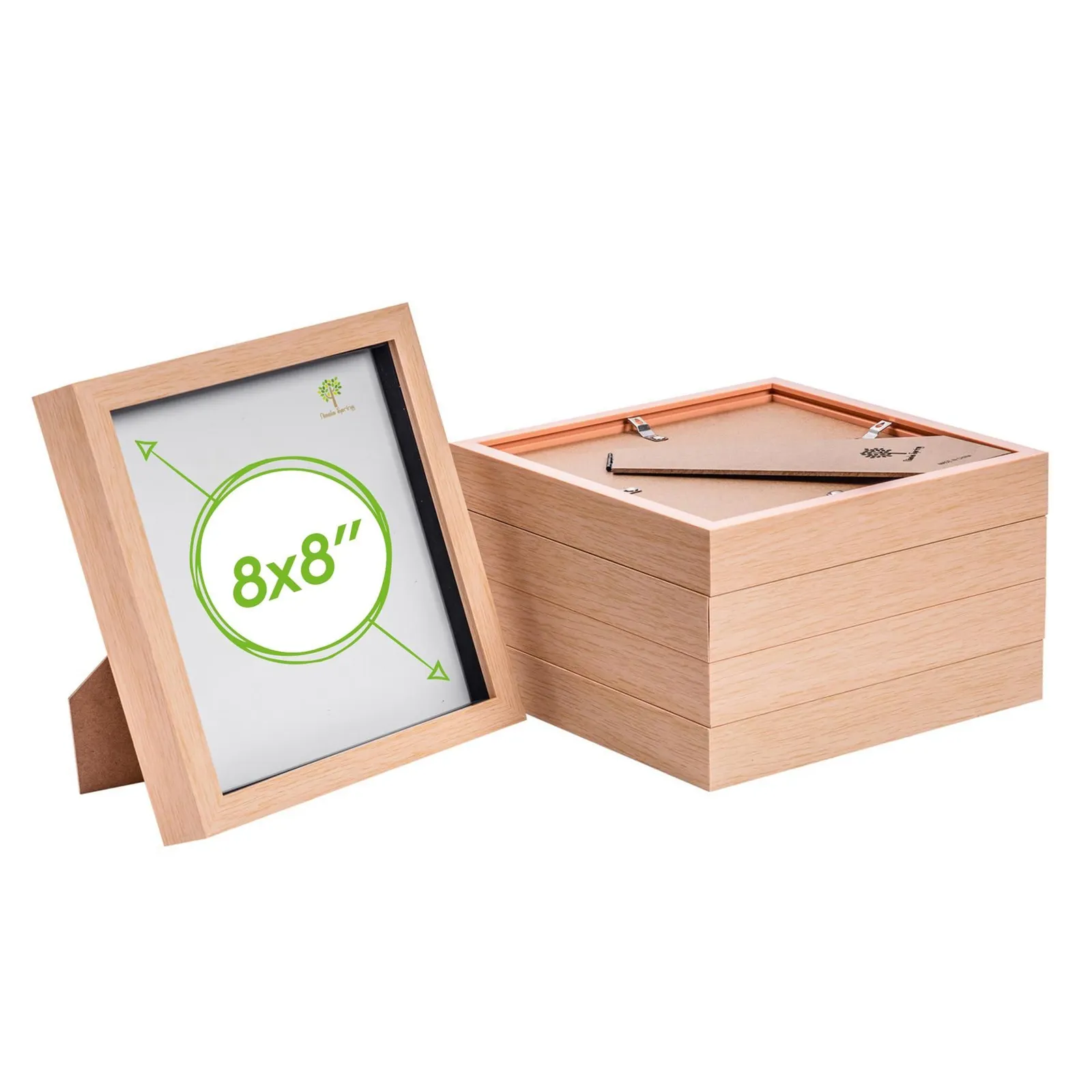 Nicola Spring 3D Box Photo Frames - 8 x 8" - Pack of 5 in Light Brown