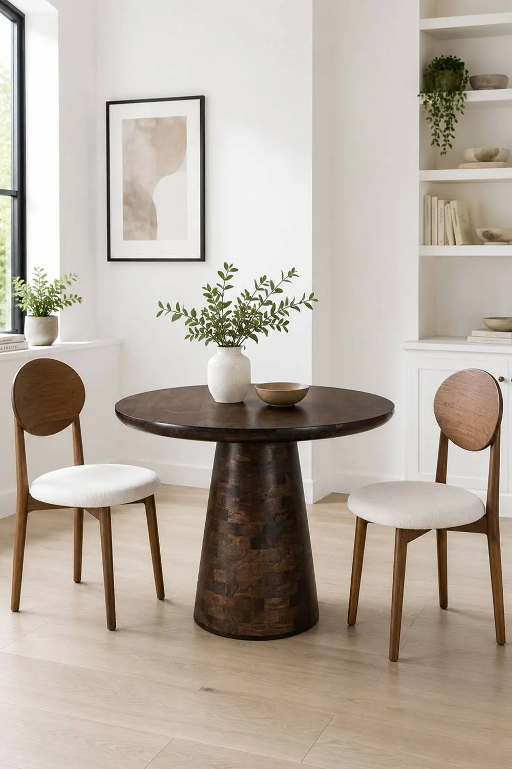 IH Design Bathwick Dark Mango Wood Round Dining Table in Dark Brown