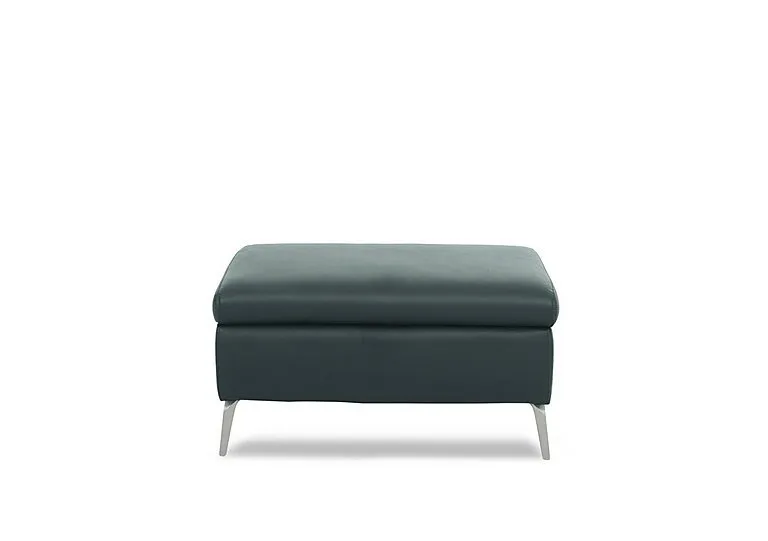 Daytona Leather Footstool - Peacock