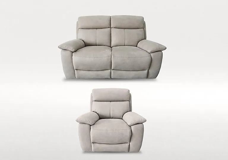 Echo 2 Seater Fabric Power Recliner Sofa and Armchair Set - Silver