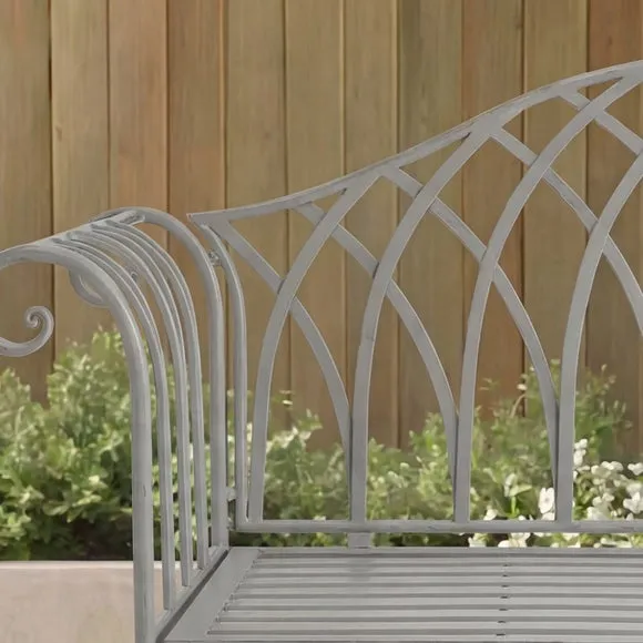 Wrought Iron 2 Seater Grey Bench 3