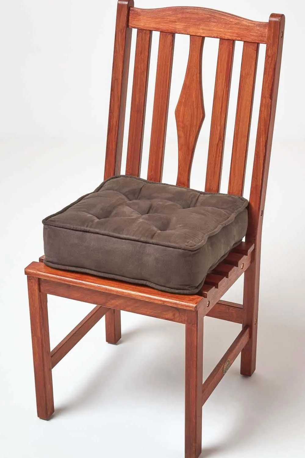 Homescapes Faux Suede Dining Chair Booster Cushion in Chocolate 6
