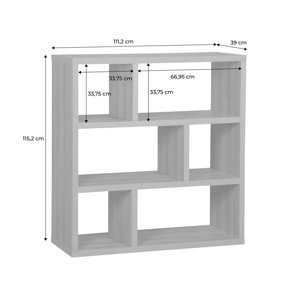 sweeek 3-tier Asymmetrical Bookshelf With 6 Compartments in Brown 6