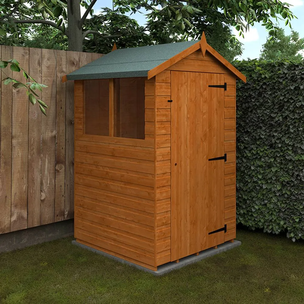 Buttercup Farm 4 x 4 Feet Super Apex 12mm Shed - Solid Wood/Softwood/Pine in Burnt Orange 2