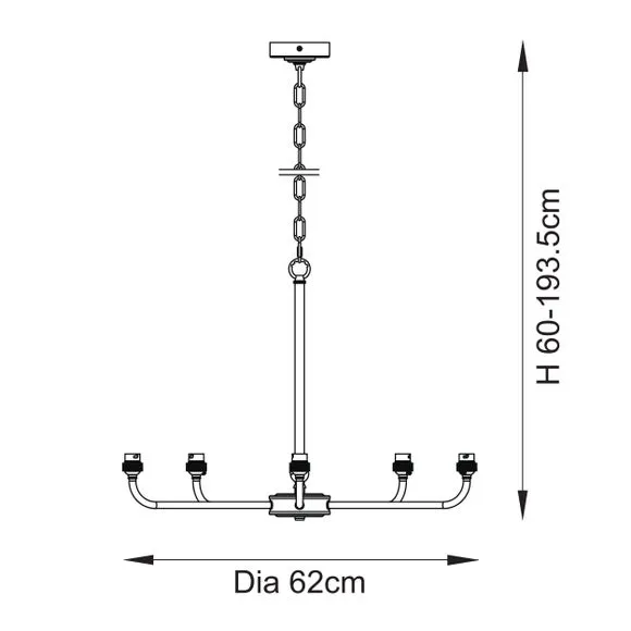 Vogue Leila 5 Light Adjustable Chandelier 6
