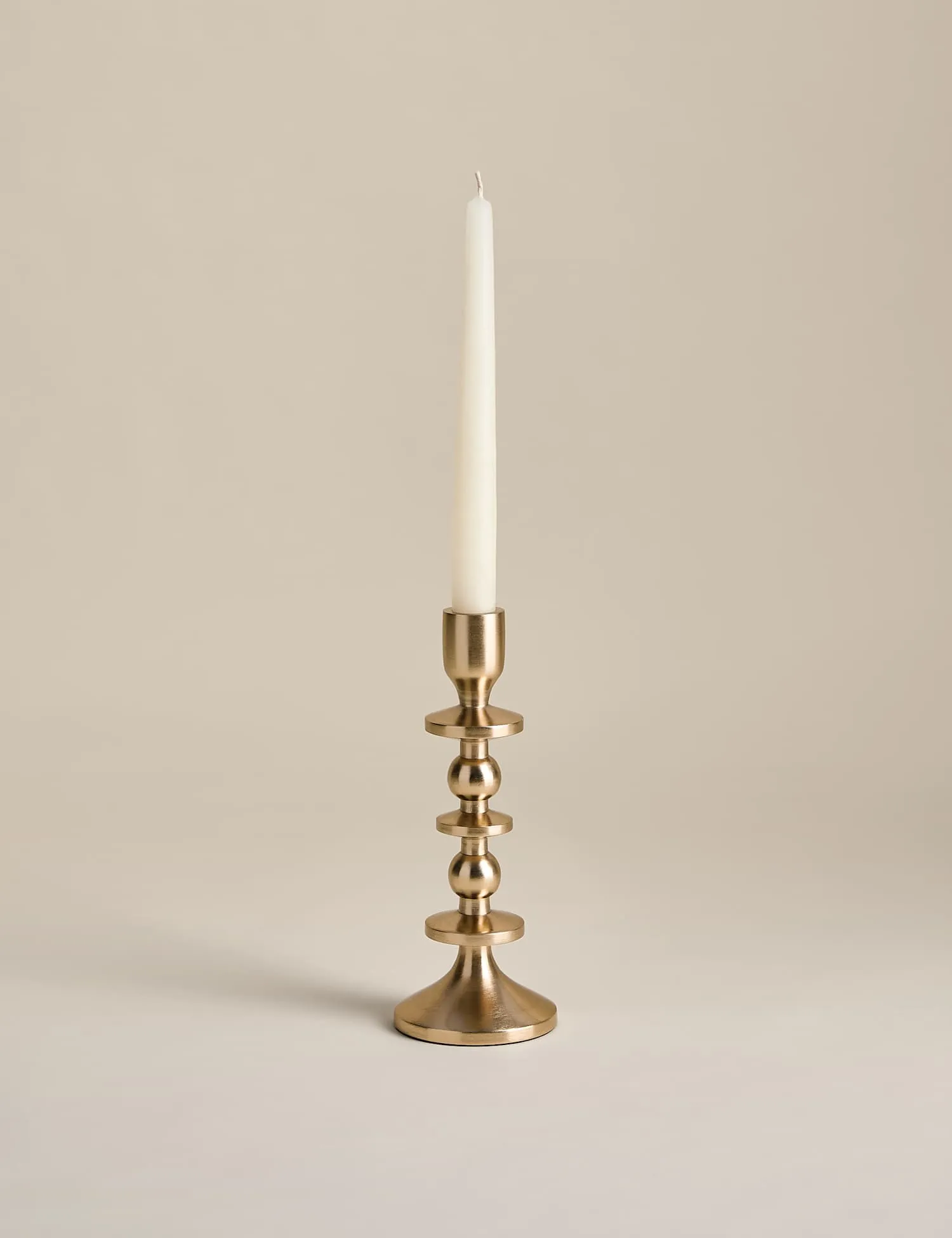 M&S Bobble Metal Dinner Candle Holder Antique Brass