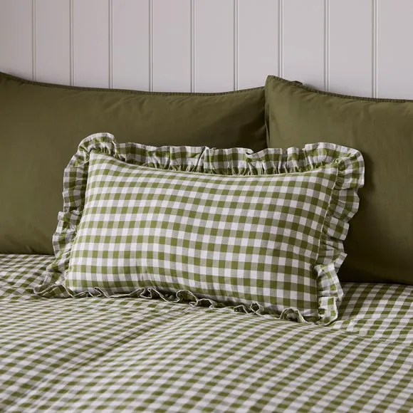 Portloe Frilled Cotton Rectangle Cushion Cover