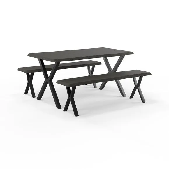 Ezra II 6 Seater Rectangular Dining Table with 2 Benches 5