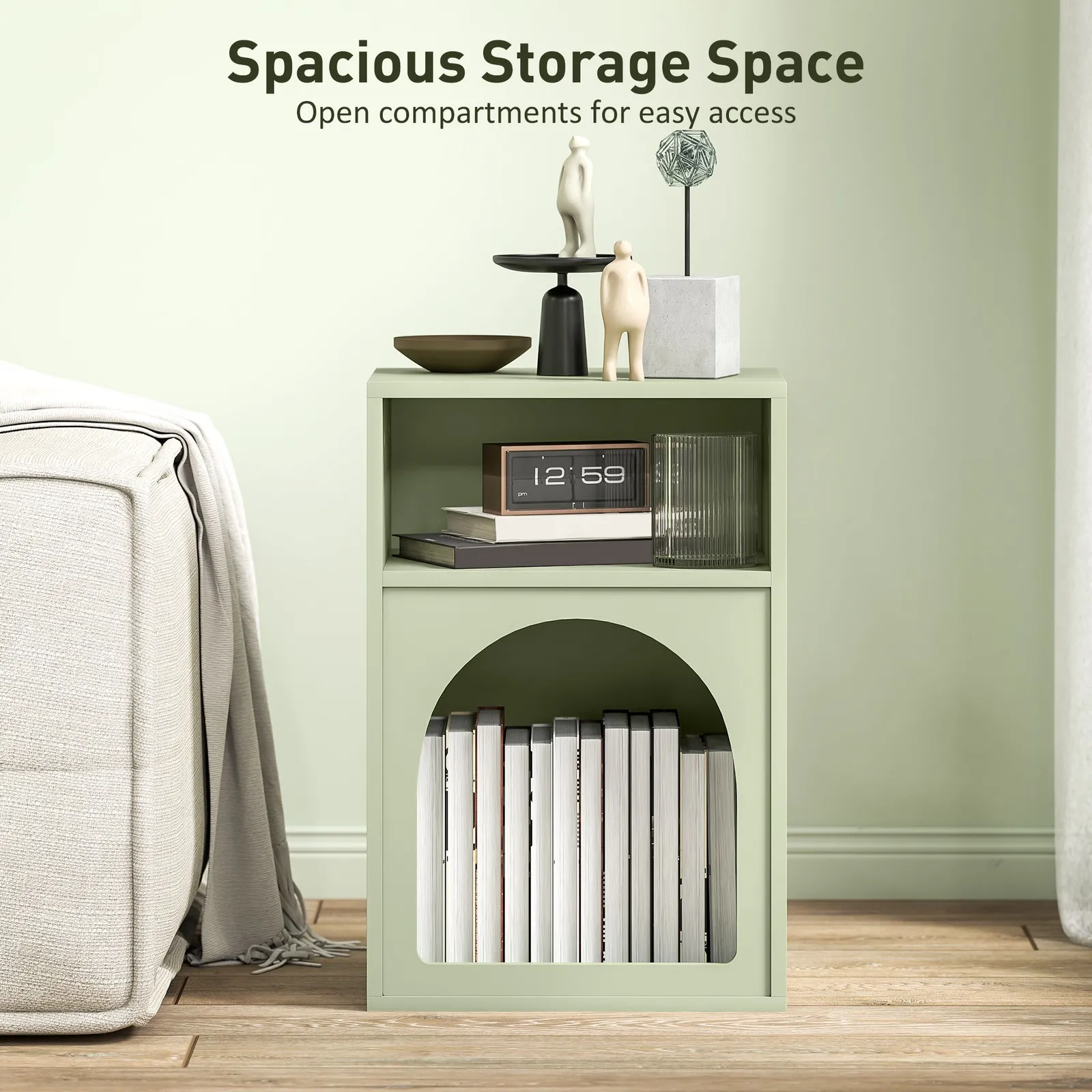 HOMCOM Bedside Table, Modern Bedside Cabinet for Bedroom in Light Green 6