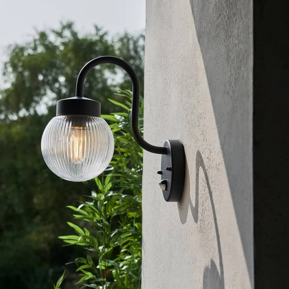 Netlighting Eldon Globe Wall Lamp Textured Black IP44 5